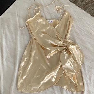 Gold Silk Wrap Dress